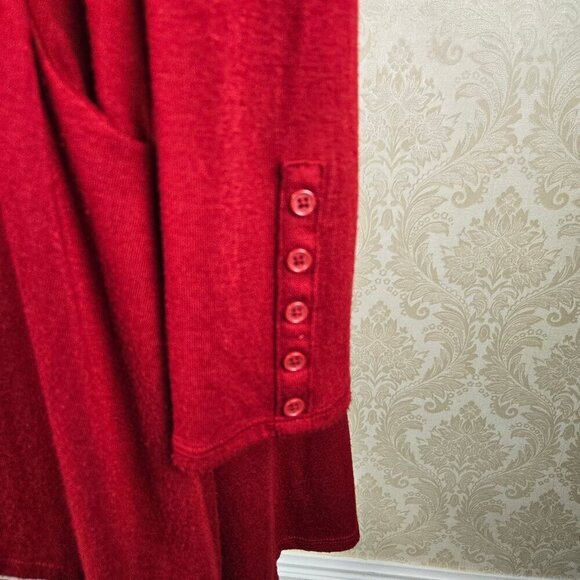 Chico’s Size 1 (US Med) Dark Red Swing Dress/Tunic Long Sleeve Pockets - Picture 7 of 14